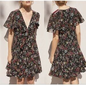 Ranna Gill Anthropologie Womens Artemisia Floral Boho Dress Size Large.